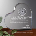 Heart Shape Crystal Clock With Customized Logo For Wedding Souvenirs favor Gift